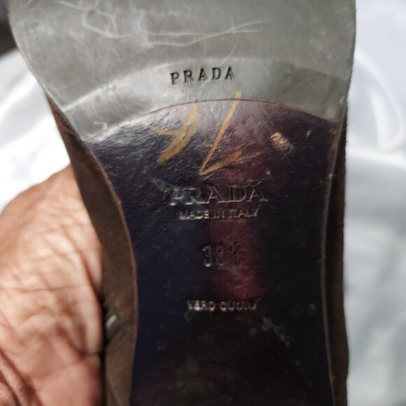 Prada Brown Suede Ankle Boots Women’s EU 38.5 Very Good Used Condition Designer - Picture 2 of 16